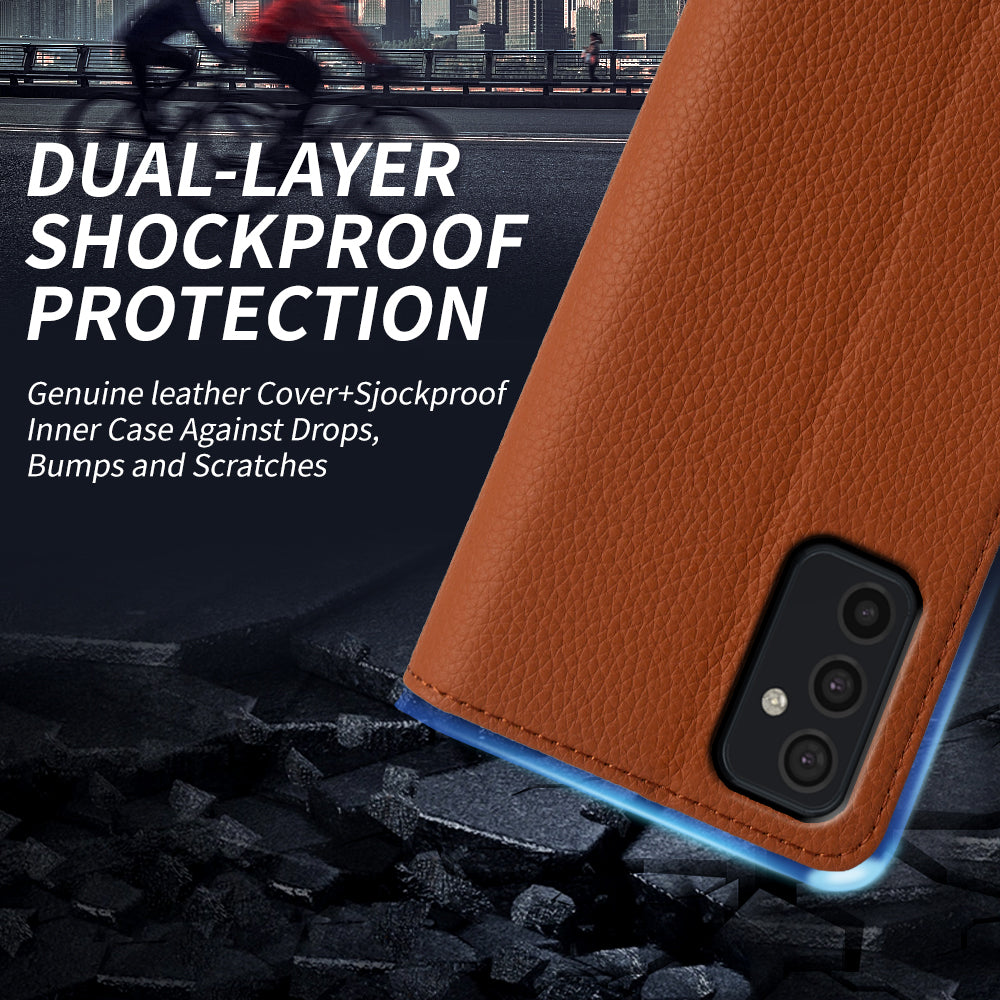 For Samsung Galaxy M52 5G Litchi Texture Genuine Cow Leather TPU Phone Case with Stand Wallet For Samsung Galaxy M52 5G Litchi Texture Genuine Cow Leather TPU Phone Case with Stand Wallet
